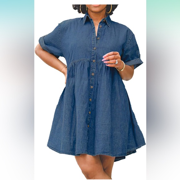 Short denim dress - Picture 4 of 6